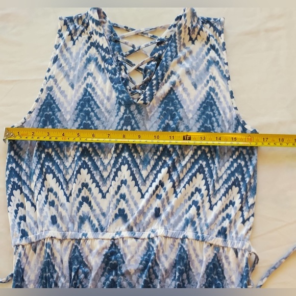 Design History Blue/white Sleeveless Long Maxi Dress Size Large, Tie Back - Picture 8 of 12